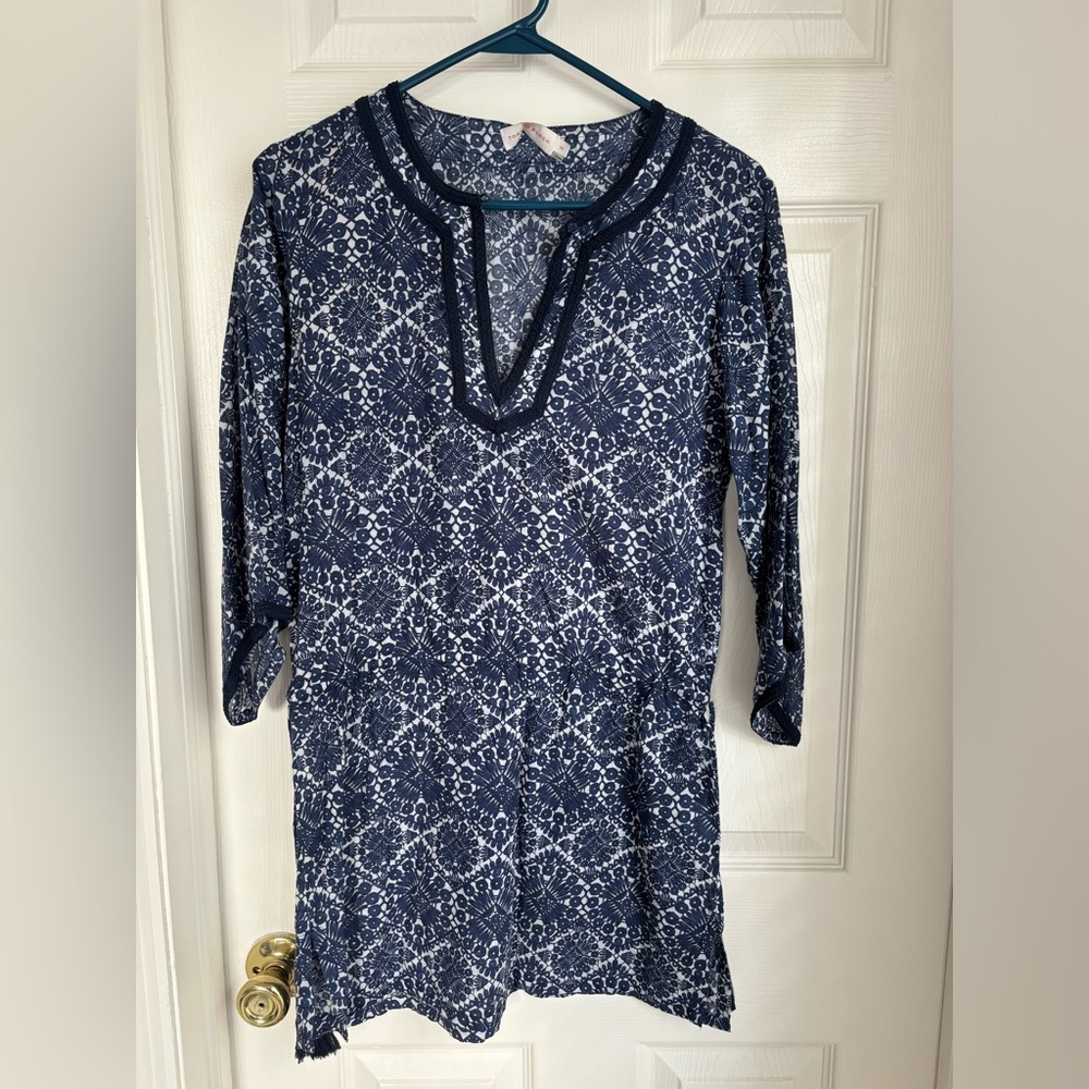 Tory Burch Navy and White Patterned Dress - Picture 6 of 15